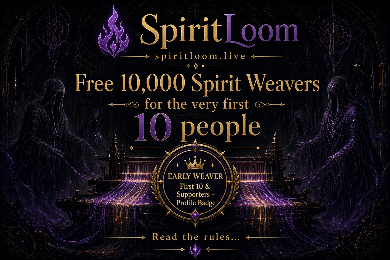 SpiritLoom Launch Milestone — free 10,000 Spirit Weavers for the very first 10 people, with an Early Weaver profile badge